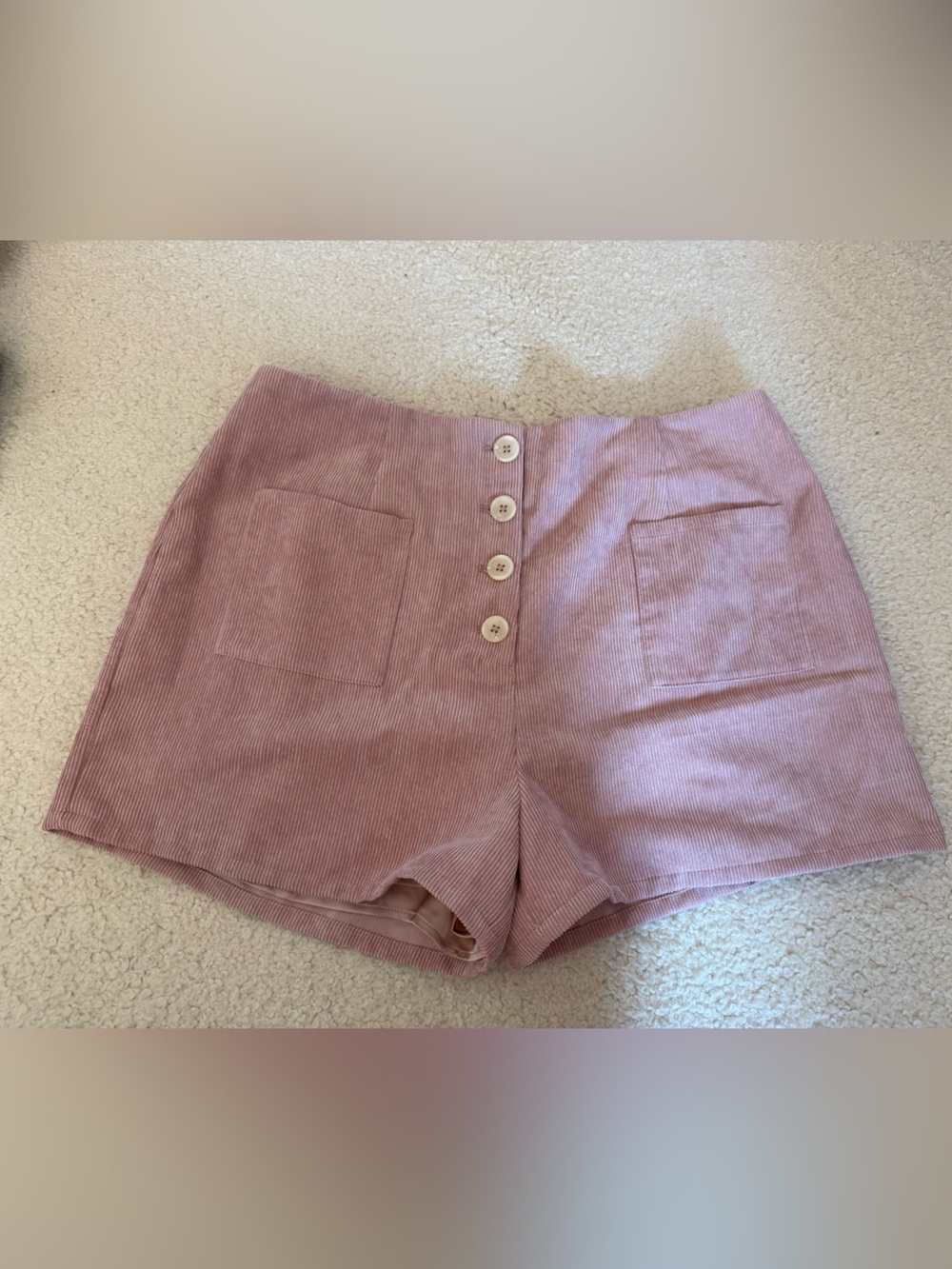 Lovers + Friends Rose Pink Corduroy Button-Front Shorts